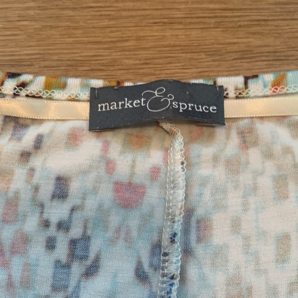 MARKET & Spruce Drop Shoulder 3/4 Sleeve Geometric Print Stretchy Top Women’s XS - Picture 4 of 12